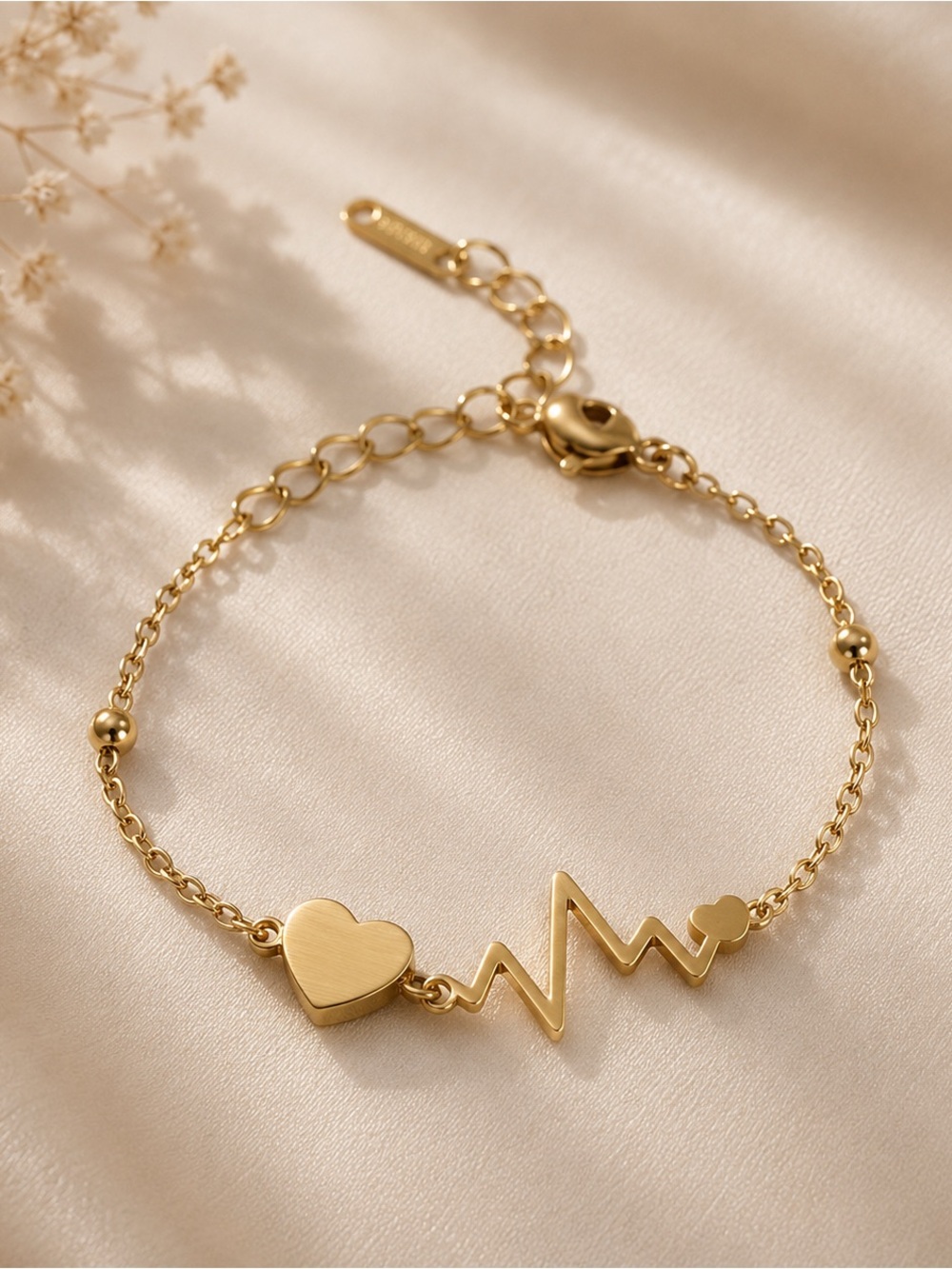 Gold Plated Heartbeat Heart Bracelet - Women Jewelry